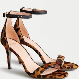 J Crew NIB RILEY Leopard Hair Calf Sandals 9M